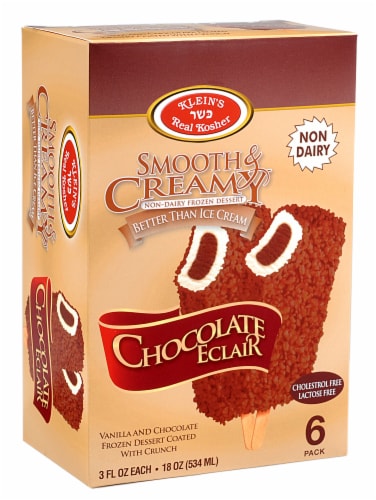 Klein's Real Kosher Smooth and Creamy Chocolate Eclair Bars 6 Count Perspective: front