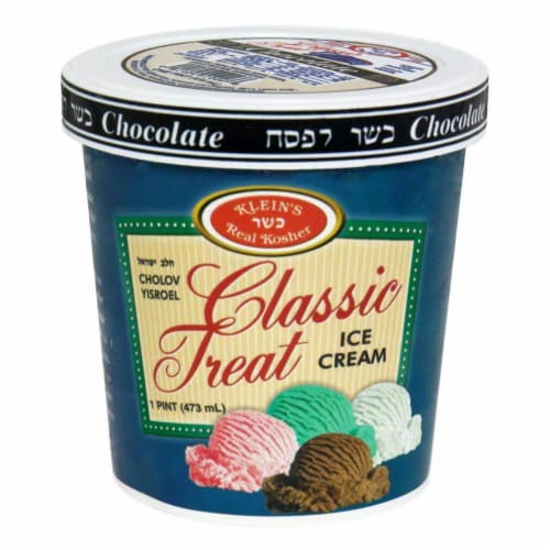 Klein's Classic Kosher Chocolate Ice Cream Pint Perspective: front