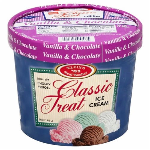 Klein's Real Kosher Vanilla and Chocolate Ice Cream Perspective: front