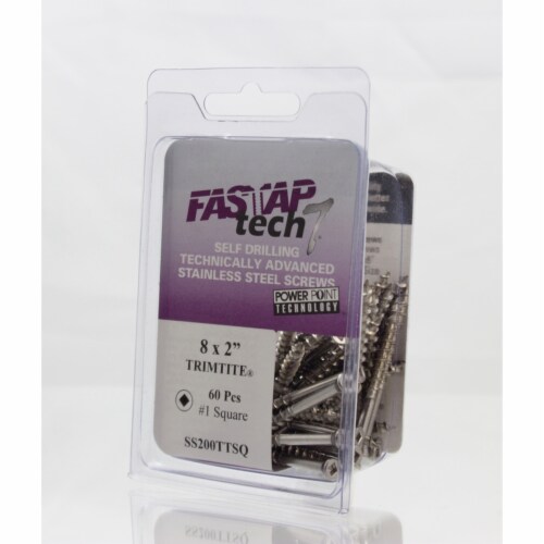 Fastap Tech 7 No. 8 x 2 in. L Square Wood Screws 8 oz. 55 pk - Total Qty: 1; Each Pack Qty: Perspective: front