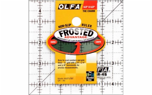 OLFA Frosted Advantage Non-Slip Ruler  The Charm -4-1/2 X4-1/2 Perspective: front