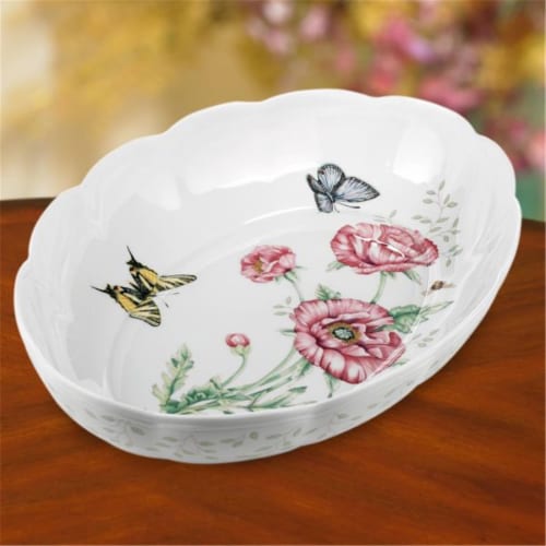 Lenox 6084024 BUTTERFLY MDW DW SCALLOPED OVAL BAKER - Pack of 1 Perspective: front