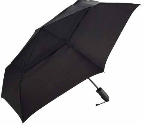 ShedRain Windjammer® Vented Auto-Open and Auto-Close Compact Umbrella - Black Perspective: front