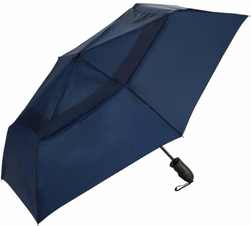 ShedRain Windjammer® Auto-Open and Auto-Close Compact Umbrella - Navy Blue Perspective: front