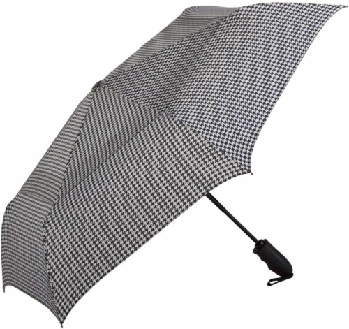 ShedRain Windjammer® Vented Auto-Open and Auto-Close Compact Umbrella - Houndstooth Perspective: front