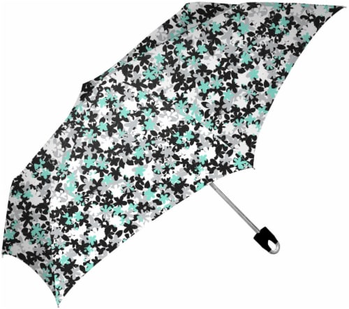 ShedRain Manual Clip Compact Umbrella - Jumble Mint Perspective: front