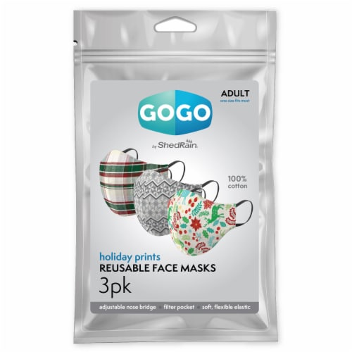 GoGo Adult Holiday Print Reusable Face Masks Perspective: front