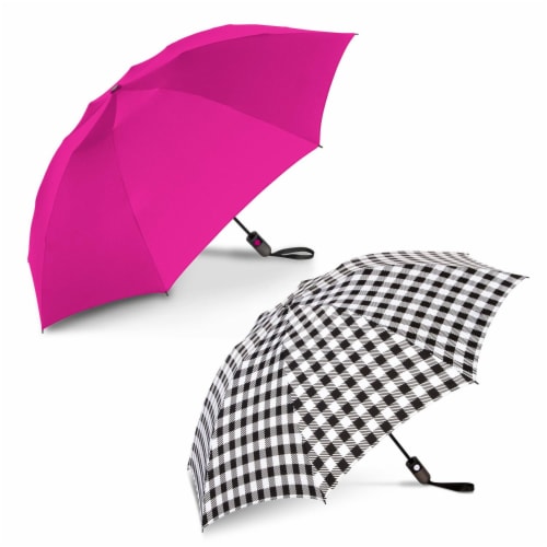 ShedRain Reverse UnbelievaBrella Auto Open Umbrellas - Hot Pink/Bison Perspective: front