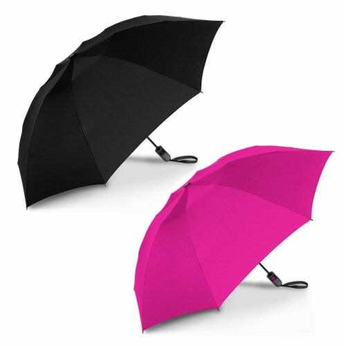 ShedRain Reverse UnbelievaBrella Auto Open Umbrellas - Black/Pink Perspective: front