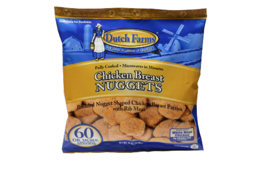 Dutch Farms Frozen Fully Cooked Chicken Breast Nuggets Perspective: front