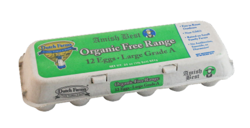 Dutch Farms Free Range Large White Organic Eggs Perspective: front