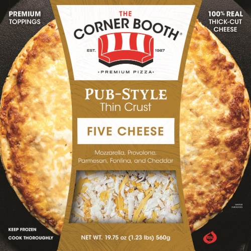 Corner Booth® Pub-Style Thin Crust Five Cheese Pizza Perspective: front