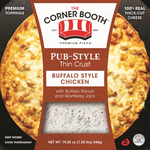 Corner Booth® Pub-Style Thin Crust Buffalo Style Chicken Perspective: front