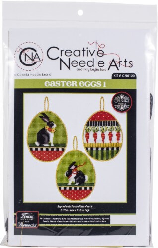 Colonial Needle Counted Cross Stitch Kit 2.5 X3.125  3/Pkg-Easter Eggs 1 (18 Count) Perspective: front