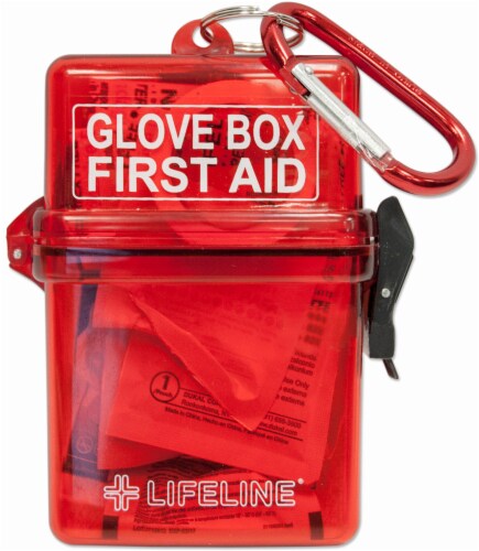Lifeline Weather Resistant Glove Box First Aid Kit - Red Perspective: front