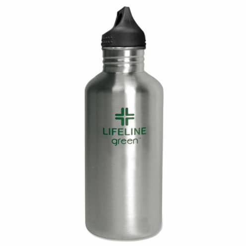 Lifeline Green Stainless Steel Water Bottle Perspective: front
