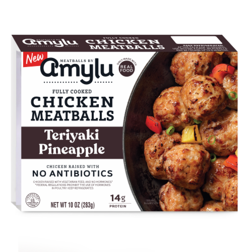 Amylu Fully Cooked Teriyaki Pineapple Chicken Meatball Perspective: front