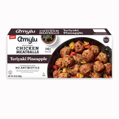 Amylu Fully Cooked Teriyaki Pineapple Chicken Meatballs Perspective: front