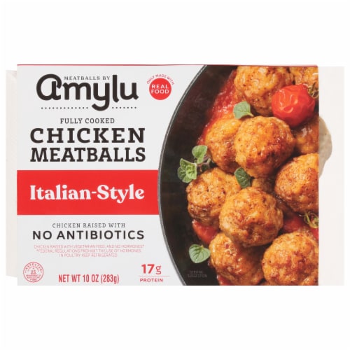AMYLU Fully Cooked Italian-Style Chicken Meatballs Perspective: front