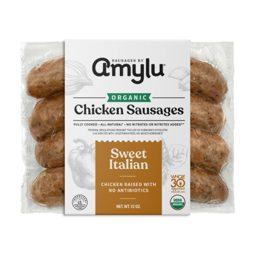 Amylu® Organic Sweet Italian Chicken Sausages Perspective: front