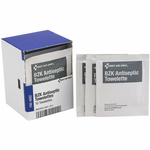 First Aid Only BZK Wipe,Antiseptics,PK10  FAE-4002 Perspective: front