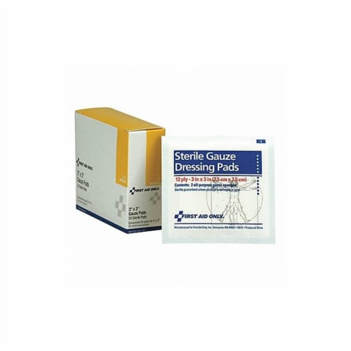 First Aid Only Gauze Pad,Sterile,3 in. L x 3 in. W,PK20 I211 Perspective: front