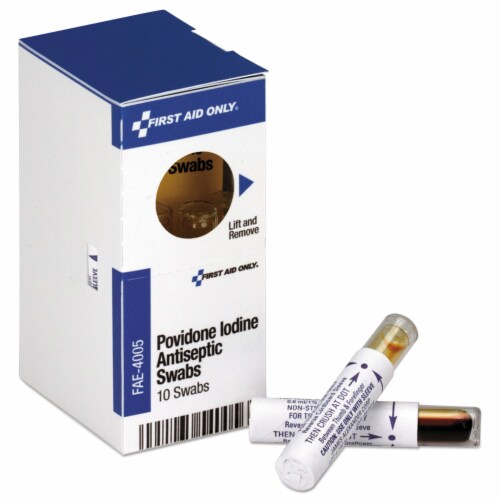 Povidone Iodine First Aid Antiseptic Swabs, 0.01 oz, 10/Box Povidone Iodine First Aid Antiseptic Swabs, 0.01 oz, 10/Box