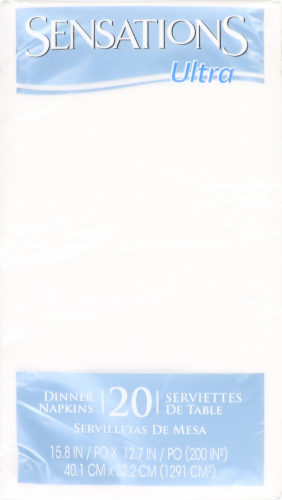Sensations Ultra Dinner Napkins - 20 Pack - White Perspective: front