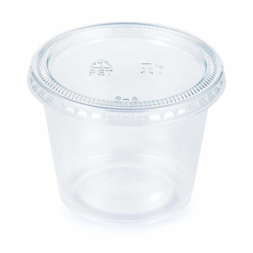 Sensations® Portion Plastic Cups With Lids - Clear Perspective: front