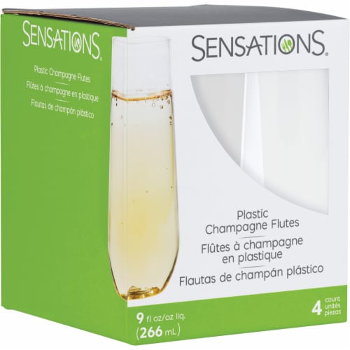 Sensations® Clear Plastic Stemless Champagne Flutes Perspective: front