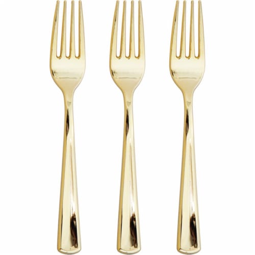 Creative Converting 338366 Metallic Gold Forks, 24 Count Perspective: front