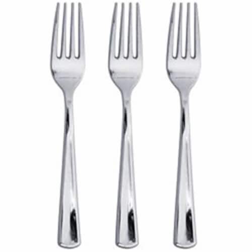 Creative Converting 338368 Metallic Silver Forks, 24 Count Perspective: front