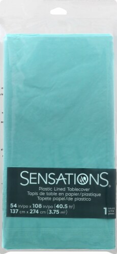 Sensations Plastic Lined Tablecover - Spa Blue Perspective: front