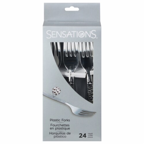 Sensations Plastic Forks - Silver Perspective: front
