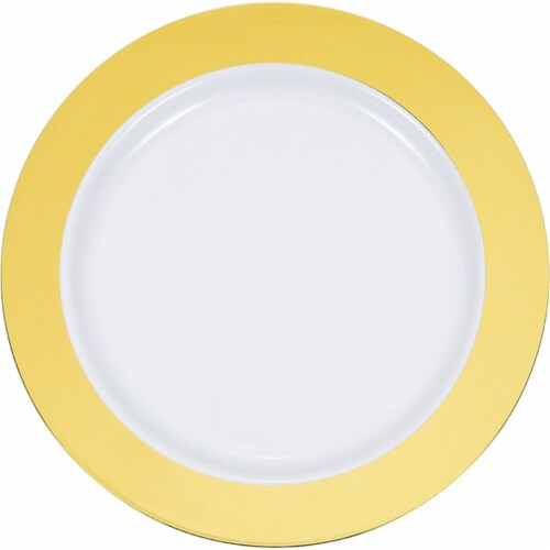 Creative Converting 347872 7 in. Gold Rim Plastic Dessert Plates - 120 ...