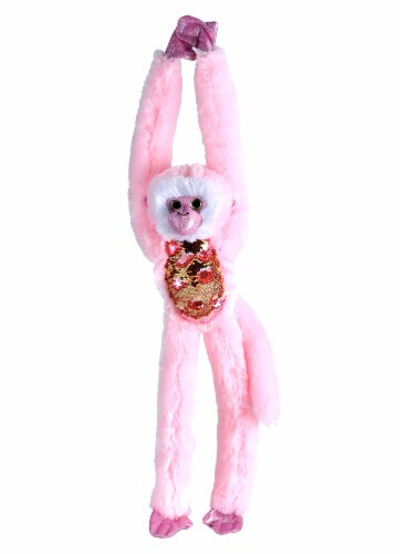 Wild Republic Sequin Hanging Monkey Pink Stuffed Animal 22 Inches