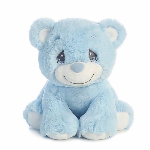 Aurora World Precious Moments Charlie Bear With Rattle So Beary Sweet Plush, Blue, 8.5" Perspective: front