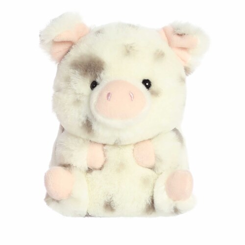 Aurora Mini White Rolly Pet 5 inch Periwinkle Pig Round Stuffed Animal ...