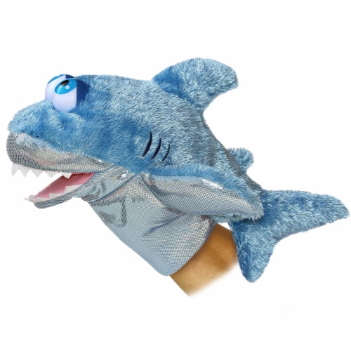 Aurora Medium Blue Hand Puppet 11.5 inch Sharky Interactive Stuffed ...