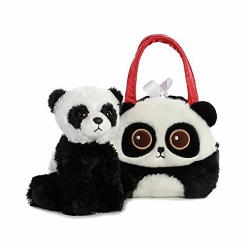 Aurora World Fancy Pals Pet Carrier Bright Eyes Panda Plush Perspective: front