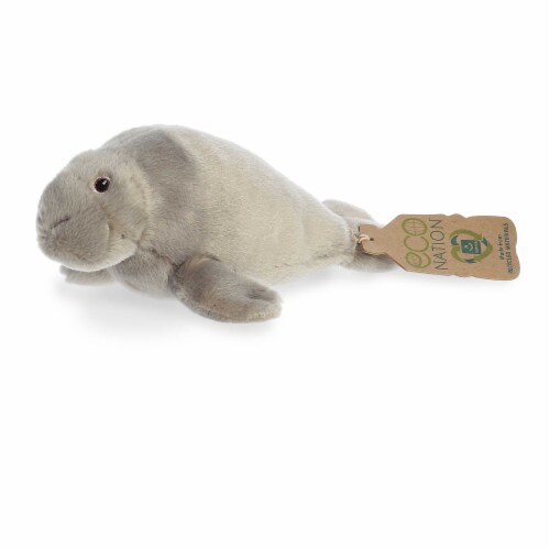 Aurora Small Grey Eco Nation Eco Softies 8inches Manatee Eco-Friendly Stuffed Animal, One Size ...