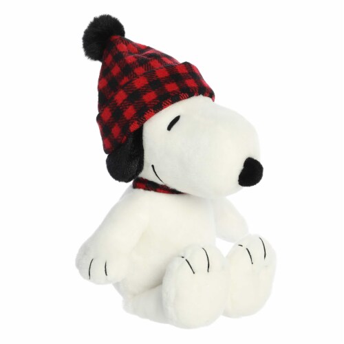 Aurora Medium White Peanuts 11 inch Winter Plaid Snoopy Festive Stuffed ...