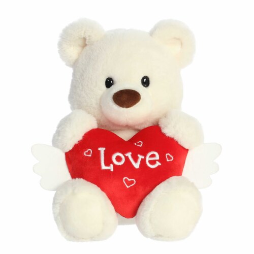 Aurora Medium Cream Valentine 10 inches Flutter Heart Bear Heartwarming ...