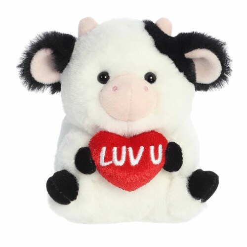 Aurora Mini White Rolly Pet 5 inches Luv U Cow Round Stuffed Animal ...