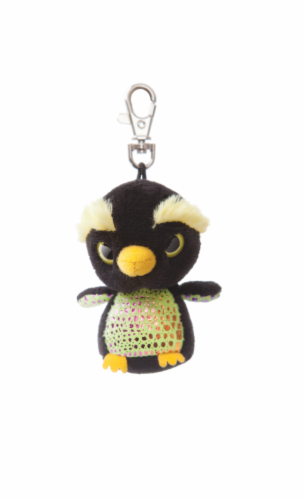 Yoohoo and Friends Plush Penguin Key Clip - Black/Yellow Perspective: front