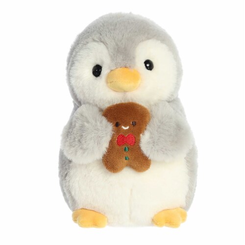 Aurora Small Gray PomPom Penguin 8 inch Gingerbread Man Festive Stuffed Animal One Size Harris Teeter