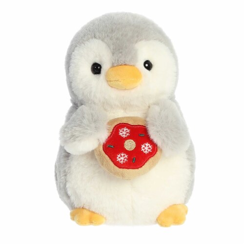 Aurora Small Gray PomPom Penguin 8inches Holiday Donut Festive Stuffed ...
