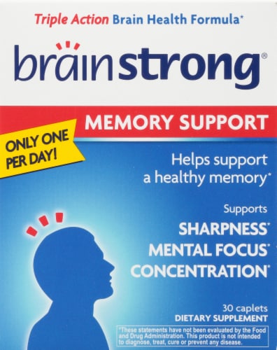 BrainStrong Memory Support Dietary Supplement Caplets Perspective: front