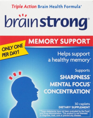 BrainStrong Memory Support Dietary Supplement Caplets Perspective: front