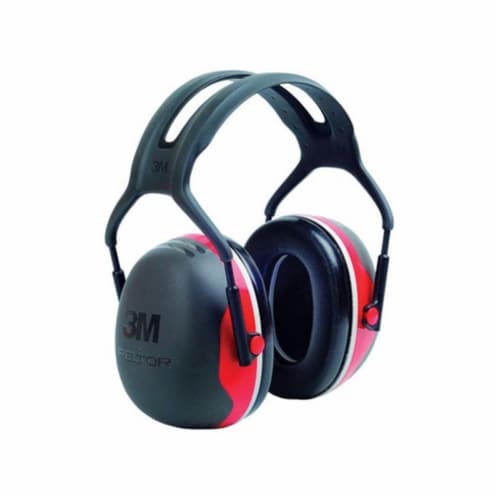 PELTOR X3A Over-the-Head Earmuffs, 28 dB NRR, Black/Red, 10/Carton